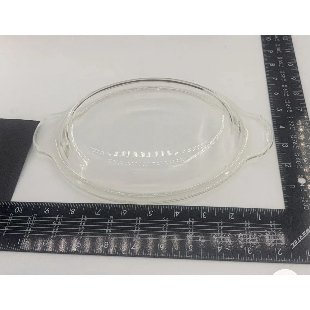 Anchor Hocking Fire King Clear Glass 1.5 Qt Oval 467 Casserole Lid w Tab Handles